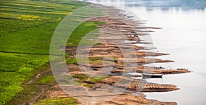 Soil erosion banks of the Ganges River.