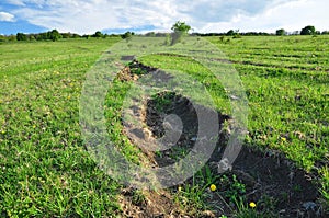 Soil erosion of green field