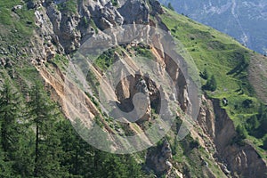 Soil erosion near Ferrere, 1,869 m, in the municipality of Argentera, Maritime Alps (28th July, 2013).