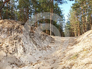 Soil erosion in the sand quarry
