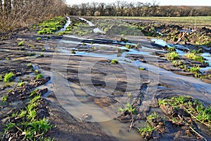 Soil erosion in spring plain photo