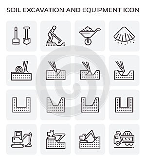 Soil excavation icon