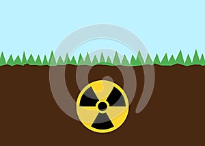 Soil and ground is contaminated, toxic and polluted by radioactive radioactivity and nuclear radiation