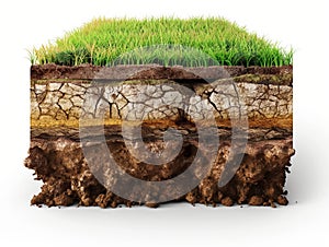 Soil Layers Cross Section with Grass