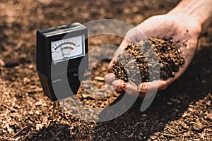 Soil meter that is currently being used in a loam that is suitable for cultivation.
