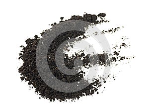 Soil pile isolated on white background. Dirt