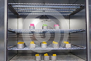 Soil samples for testing in the laboratory. soil samples for moisture content test at the oven. soil mechanic