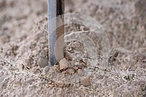 Soil Sampling. Automated probe for soil samples taking sample with soil probe sampler. Environmental protection, organic soil photo