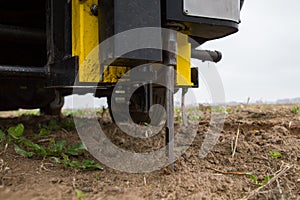 Soil Sampling. Automated probe for soil samples taking sample with soil probe sampler. Environmental protection, organic soil