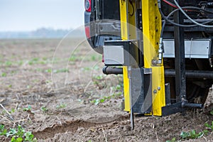 Soil Sampling. Automated probe for soil samples taking sample with soil probe sampler. Environmental protection, organic soil