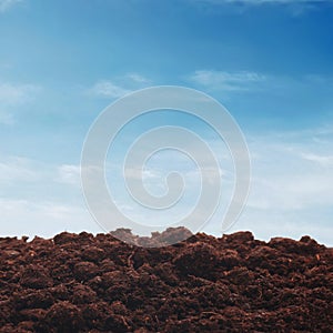 Soil on sky background