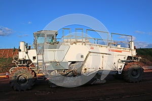 Soil Stabiliser machine on a road construction site