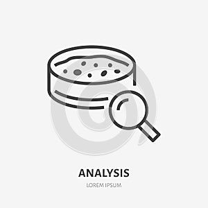 Soil testing, analysis flat line icon. Vector thin sign of environment protection, ecology research logo. Agriculture