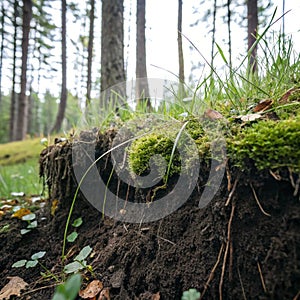 Soil under forest grass