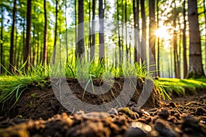 Soil under grass in forest