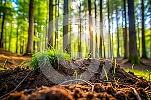 Soil under grass in forest