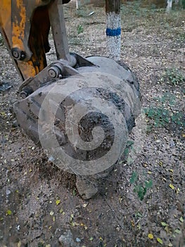 Soiled bucket of a crane