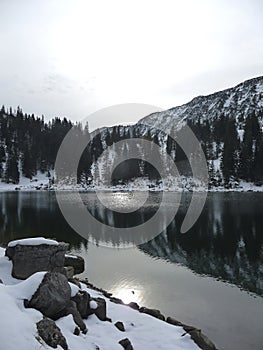 Soinsee lake in Bavaria, Germany, wintertime