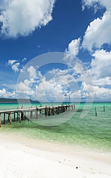 Sok san pier on long beach in koh rong island cambodia