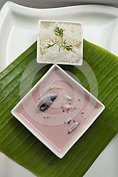 Sol curry made from coconut milk and kokum and rice- staple meal, Goa
