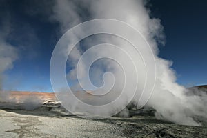 Sol de Manana geysers in Bolivian Andes