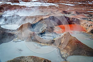 Sol de Manana, geysers and geothermal area in Sur Lipez province, Potosi Bolivia