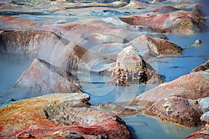 Sol de Manana, geysers and geothermal area in Sur Lipez province, Potosi Bolivia