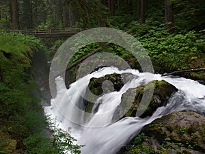 Sol Duc Falls with Bridge Over the River