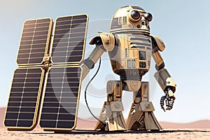 Sola panel robot. New technologies, futuristic photo