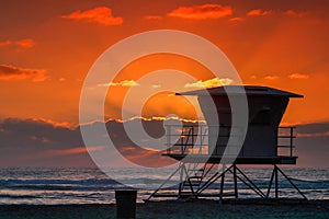 Solana Beach Sunset with Lifeguard Tower photo