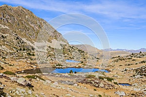 Solana lakes in the Lake Pessons, Andorra