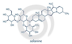 Solanine nightshade poison molecule. Present in potatoes, especially in the green parts. Skeletal formula.