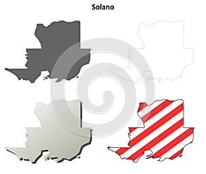Solano County, California outline map set photo