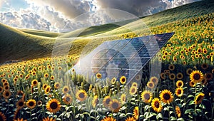 Solar Amidst Sunflowers: Nature\'s Synergy, generative ai