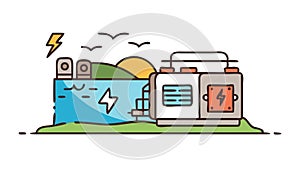 Solar battery charging, clean energy solution, and sustainable power, vector design Generative AI