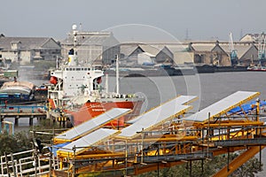 Solar battery panel on oil and gas platform