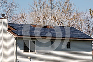 solar battery on the roof of house power photovoltaic plant solar panel energy system