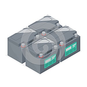 solar cell battery power pack solar plant energy equipment model vector illustrations isometric