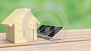 The solar cell and house for eco or environment image 3d rendering