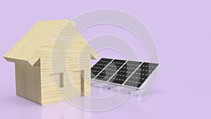 The solar cell and house for eco or environment image 3d rendering