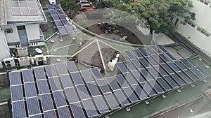 Solar cell panels at the roof top of the buuilding