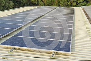 solar cells panel installed on the roof