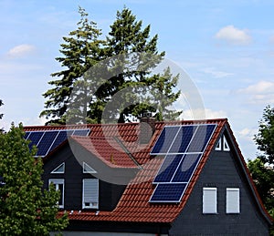 Solar cells on a roof