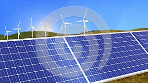 Solar clean energy panel photovoltaic power generator renewable green energy production is friendly industry.