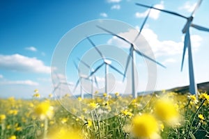 Solar climate windmill alternative power electricity photovoltaic energy ecological renewable green panel sky