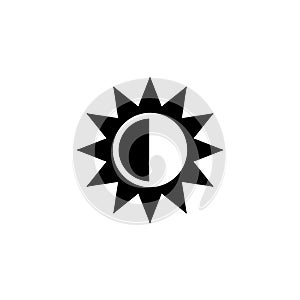 Solar Eclipse, Aligned Sun and Moon. Flat Vector Icon illustration. Simple black symbol on white background. Solar Eclipse,
