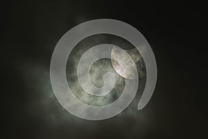 Solar eclipse on a cloudy day.