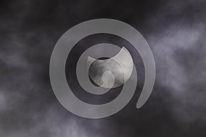 Solar eclipse on a cloudy day.