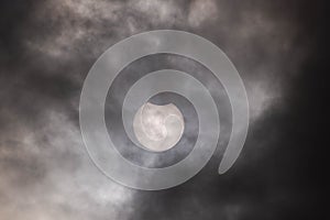 Solar eclipse on a cloudy day.