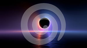 Solar eclipse with glowing horizon